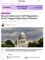 Senate Democrats’ DeFi Regulation Draft Triggers Criticism