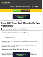 Bitcoin (BTC) Whales Break Silence: Is a Mid-Cycle Pivot Imminent?