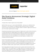 Sky Quarry Announces Strategic Digital Asset Initiative