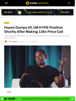 Hayes Dumps $5.1M HYPE Position Shortly After Making 126x