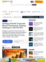 Strategy Extends Corporate Bitcoin Dominance, Pushing Holdings to 720,737 BTC – Featured Bitcoin News