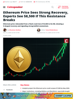 Ethereum Stages Bounce — $8,500 in Sight If Resistance Falls