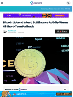 Bitcoin Uptrend Intact, But Binance Activity Warns Of Short-Term Pullback