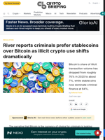 River reports criminals prefer stablecoins over Bitcoin as illicit crypto use shifts dramatically