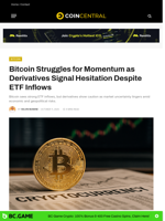 Bitcoin Struggles for Momentum as Derivatives Signal Hesitation