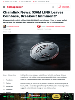 Chainlink News: $30M LINK Leaves Coinbase, Breakout Imminent?