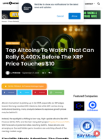 Top Altcoins To Watch That Can Rally 8,400% Before The XRP Price Touches $10 | Live Bitcoin News