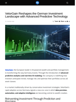 VelorGain Reshapes the German Investment Landscape with Advanced Predictive Technology - Visionary Financial
