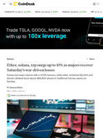 ETH, SOL, XRP price news: What next as majors surge 10% to recover war-driven losses