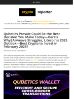 Qubetics Presale Could Be Your Best Move Today—Here’s Why! Litecoin’s 2025 Outlook & Arweave’s Struggles