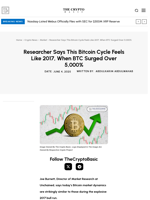 Researcher Says This Bitcoin Cycle Feels Like 2017, When BTC Surged Over 5,000%