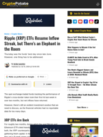 Ripple (XRP) ETFs Resume Inflow Streak, but There's an Elephant in the Room