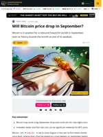 Will Bitcoin Price Drop Again in September?