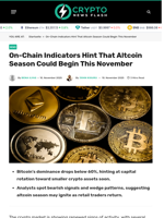 On-Chain Indicators Hint That Altcoin Season Could Begin This November - Crypto News Flash