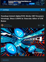 Nasdaq-Listed AlphaTON Kicks Off Treasury Strategy, Buys $30M in Toncoin After $71M Raise