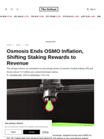 Osmosis Ends OSMO Inflation, Shifting Staking Rewards to Revenue | The Defiant