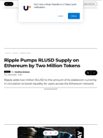 Ripple Pumps RLUSD Supply on Ethereum by Two Million Tokens - U.Today