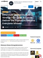 Ethereum Momentum Is Strong—Yet Ozak AI Could Deliver the Explosive Returns Everyone Missed | Live Bitcoin News