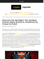 Step Into the Spotlight: The Sandbox Unveils Alpha Season 6, Headlined by Cirque du Soleil