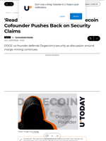'Read Satoshi's White Paper': Dogecoin Cofounder Pushes Back on Security Claims - U.Today