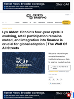Lyn Alden: Bitcoin's four-year cycle is evolving, retail participation remains muted, and integration into finance is crucial for global adoption | The Wolf Of All Streets