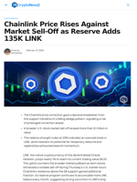 Chainlink Price Rises Against Market Sell-Off as Reserve Adds 135K LINK - CryptoNewsZ