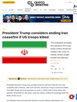 President Trump considers ending Iran ceasefire if US troops killed