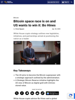 Bitcoin space race is on and US wants to win it: Bo Hines