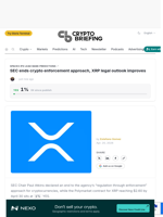 SEC ends crypto enforcement approach, XRP legal outlook improves