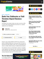 Banks Fear Stablecoins as Yield Threatens Deposit Business: Report