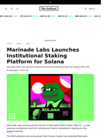 Marinade Labs Launches Institutional Staking Platform for Solana - 