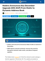 Hedera Announces Key December Upgrade