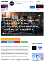 Ethereum's $10,000 Target vs. Ozak AI's $2.80 from $0.012—Comparing Price Prediction Timelines and Probability | Live Bitcoin News