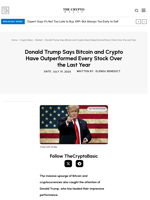 Donald Trump Says Bitcoin and Crypto Have Outperformed Every Stock Over the Last Year