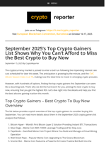 September 2025’s Top Crypto Gainers List Shows Why You Can’t Afford to Miss the Best Crypto to Buy Now