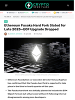 Ethereum Fusaka Hard Fork Slated for Late 2025—EOF Upgrade Dropped - Crypto News Flash