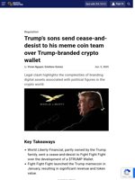 Trump's sons send cease-and-desist to his meme coin team over Trump-branded crypto wallet