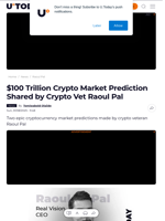 $100 Trillion Crypto Market Prediction Shared by Crypto Vet Raoul Pal - U.Today