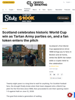 Scotland celebrates historic World Cup win as Tartan Army parties on, and a fan token enters the pitch