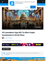 US Lawmakers Urge SEC To Allow Crypto Investments In 401(k) Plans | Bitcoinist.com
