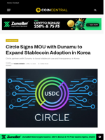 Circle Signs MOU with Dunamu to Expand Stablecoin Adoption in Korea