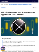 XRP Price Rebounds from $1.2 Lows—Is Ripple Gearing Up for a $3 Breakout in October?