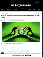 Bitcoin Miners Are Pivoting to AI as Fees Hit 2019 Lows