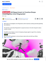 US DOJ Ends Polymarket Investigation Without Enforcement