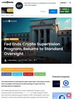 Fed Ends Crypto Supervision Program, Returns to Standard Oversight | Live Bitcoin News