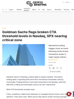 Goldman Sachs flags broken CTA threshold levels in Nasdaq, SPX nearing critical zone