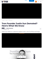 Tron Founder Justin Sun Demoted? Here's What We Know - U.Today