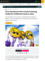 Core introduces first Revenue-Sharing Model for Devs, Stablecoin Issuers