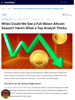 When Could We See a Full-Blown Altcoin Season? Here’s What a Top Analyst Thinks
