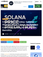 Crypto News Today: Solana Slumps 9% In 7 Days As Holders Cash Out Profits To Bet Big On Remittix | Live Bitcoin News